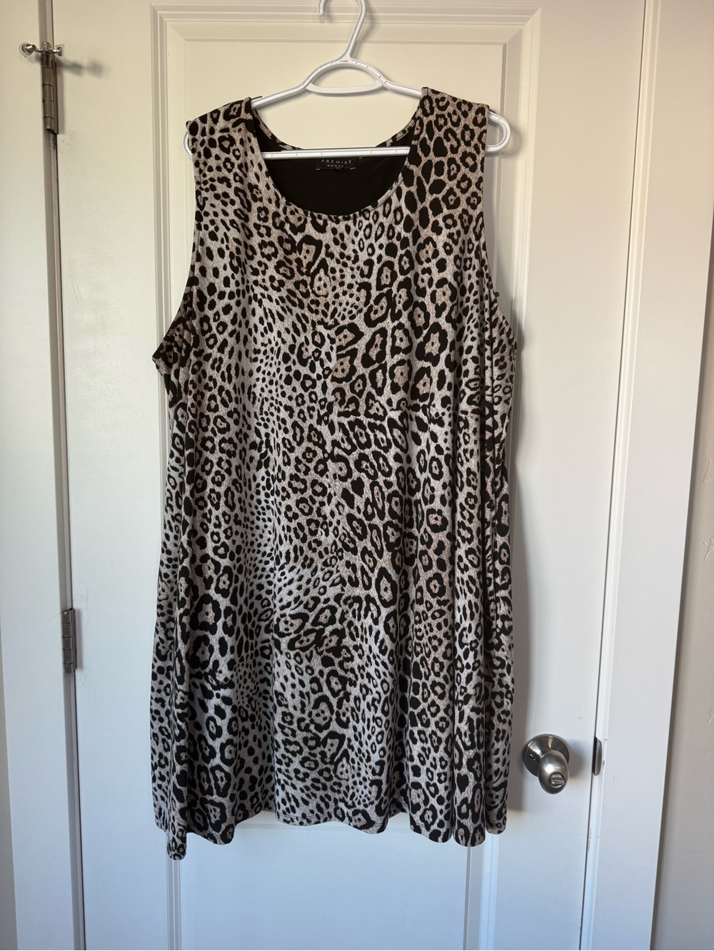 Casual Chic 3X Animal Print Sleeveless Shift Dress Lined Knit Mini Midi Stretch
